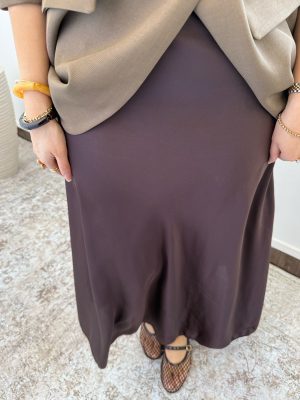 Jupe satinée marron