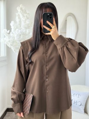 Chemise Kara à Epaulettes Oversize Marron