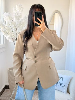Blazer à Ceinture Loan Taupe
