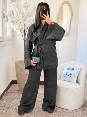 Ensemble Cache Coeur et Pantalon Myra Noir