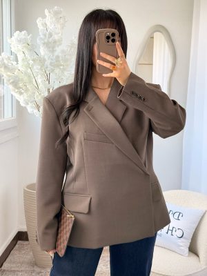 Blazer à Boutons Croisés Alma Marron Glacé