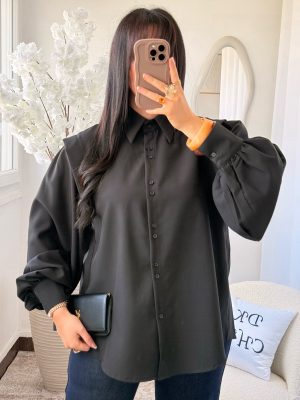 Chemise Kara à Epaulettes Oversize Noir