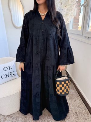 Robe à Broderie Coton Tanya Noir