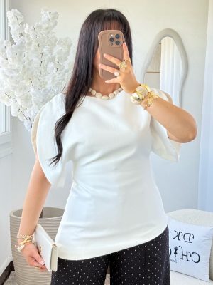 Haut Asymétrique Premium Blanc Narymane