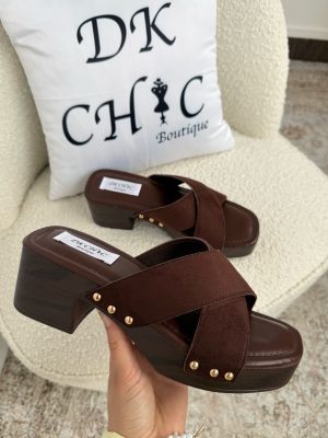 Mules à Talons Marron