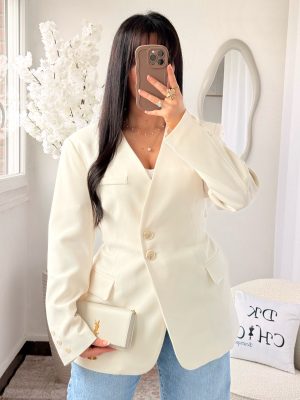 Blazer à Ceinture Loan Écru