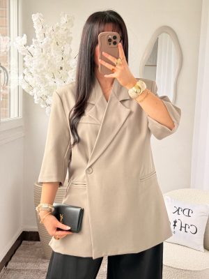 Blazer Naya Manches Courtes à Poches Taupe
