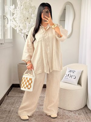 Ensemble Chemise et Pantalon Lin Beige