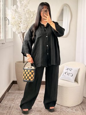 Ensemble Chemise et Pantalon Lin Noir