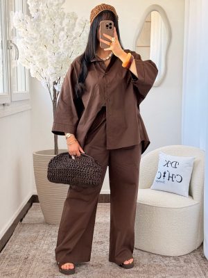 Ensemble Chemise et Pantalon Coton Gul Marron