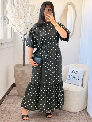 Robe à Pois Noir Coton Siham