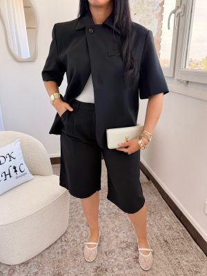 Ensemble Blazer Manches Courtes et Bermuda Elena Noir