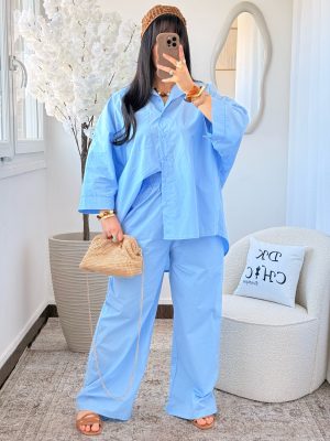 Ensemble Chemise et Pantalon Coton Gul Bleu