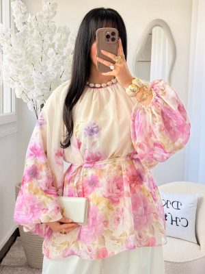 Blouse à Ceinture Motifs Floral Lina Rose