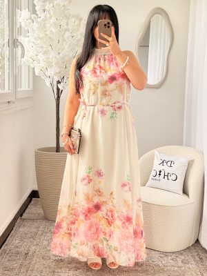 Robe à Ceinture Motifs Floral Lina Rose