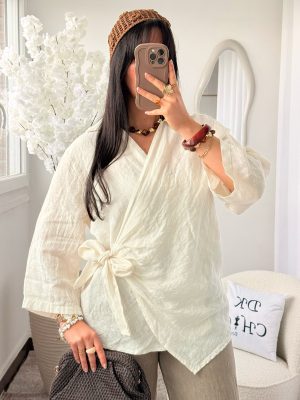 Chemise à Nouer en Lin Cataleya Écru