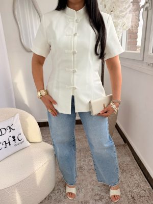 Blazer Manches Courtes Mao Blanc
